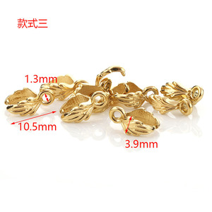 Cierre de joyería en forma de hoja chapado en oro de 18k para la fabricación de pulseras de acero inoxidable H1481 - Product Image 4