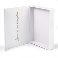 Boîte cadeau rigide en forme de livre avec logo personnalisé, boîte à rabat en carton rigide blanc, emballage de luxe pour vêtements et cosmétiques