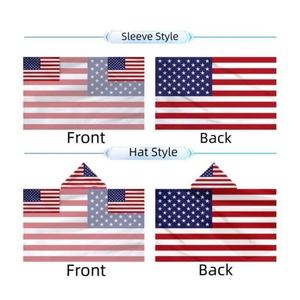 Poncho à capuche en polyester écologique avec drapeau américain pour les fans de sport, costume patriotique pour la fête du 4 juillet - Product Image 3
