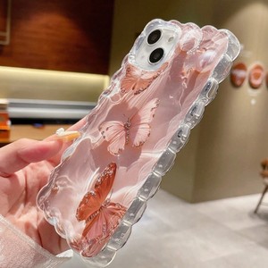 Nuova <span class=keywords><strong>Cover</strong></span> per <span class=keywords><strong>iPhone</strong></span> 17 16 15 14 Pro Max con Effetto Onda d'Acqua, Diamanti, Farfalle e Perle, <span class=keywords><strong>Trasparente</strong></span> con Stampa a Foro Grande - Collezione 2025 - Product Image 4
