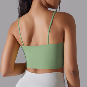 Soutien-gorge de sport à maintien léger de couleur unie pour femmes, hauts de yoga personnalisés pour l'entraînement, vente en gros, hauts de sport respirants pour la salle de sport et le fitness, devant - Product Image 2