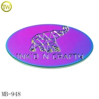 Plaque de logo arc-en-ciel de forme rectangulaire, accessoires pour sac à main, étiquettes personnalisées estampées, emblèmes pour sac à main
