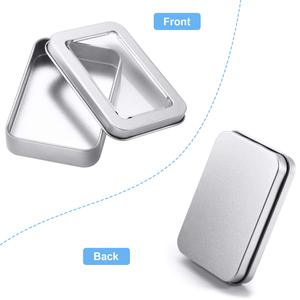 Caja de Metal Rectangular Blanca Plateada Pequeña, Personalizada con Impresión, para Empaque - Product Image 2