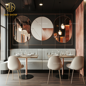 Cafe nửa vòng tròn cong Vòng đá cẩm thạch cà phê nhà hàng đồ nội thất đặt sofa Booth chỗ ngồi bàn và ghế - Product Image 5