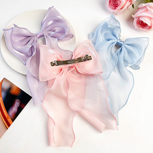 16cm * 26cm Super Fada Grandes Camadas Duplas Brilhante Organza Hairpins Dots Bowknots Francês Clipe Rabo de Cavalo Acessórios para Meninas Mulheres - Product Image 2