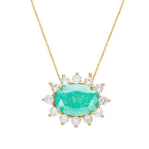2024 tempérament luxe ovale fleur <span class=keywords><strong>vert</strong></span> <span class=keywords><strong>violet</strong></span> pierres précieuses mode coloré diamant collier en acier inoxydable femmes collier bijoux - Product Image 5