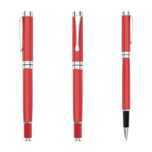 Stylos à bille métalliques orange avec logo personnalisé, en stock - Product Image 6