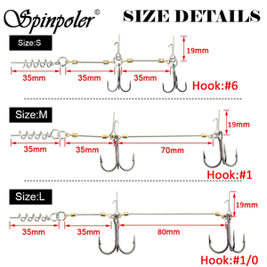 Spinpole Stinger Angelhaken für Big Shad Center Pin Schraubverbinder-<span class=keywords><strong>Set</strong></span> – Hecht, Barsch, Zander Köderhaken mit Widerhaken, scharfer Dreifachhaken - Product Image 2