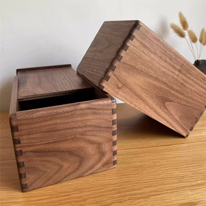 Tùy chỉnh kích thước handmade lưu trữ bằng gỗ trường hợp rắn Walnut hộp gỗ với ngón tay doanh xây dựng và trượt nắp hộp lưu trữ - Product Image 2