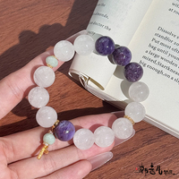 Pendentif artisanal Han Qian'er en cristal blanc naturel et jade en forme de boule de dragon violette, fait main, perles tendance pour femme, cadeau