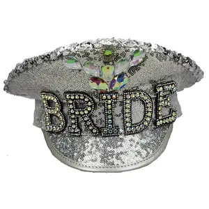 Rhinestones & Pearls Embellished Bridesmaids Bridal Captain Hat for Hen Party Festival Bachelorette Party
