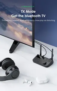 جهاز إرسال واستقبال صوتي 2 في 1 بتقنية بلوتوث 5.3، محول موسيقى ستيريو لاسلكي مع مقبس Aux مقاس 3.5 مم وRCA لأجهزة التلفزيون والسيارة والكمبيوتر الشخصي وسماعات الرأس - Product Image 4