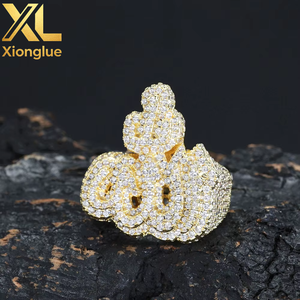 Flame Rune Motif Moissanite <b>Rings</b> <b>Iced</b> Out Pave Copper 18K Solid Gold PVD Hip Hop Custom Jewelry Wholesaler B2B OEM - Product Image 2