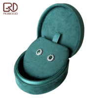 ROGOOD Boîte d'emballage de bijoux ovale en velours vert, design unique, étui cadeau de luxe haut de gamme pour collier, boucles d'oreilles, bracelet P1986