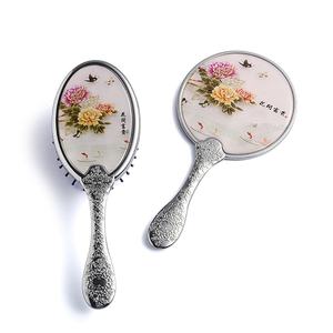 Juego de Espejo y Cepillo para el Cabello Plateado y Dorado, Espejo de Mano Personalizado con Cepillo para el Cabello - Product Image 4