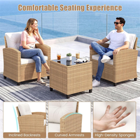 Günstiges PE-Rattan 3-teiliges Gartenmöbel-Set Outdoor-Sofa-Set für Garten, Poolbereich und Balkon