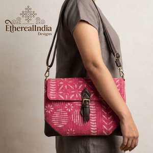 Handcrafted <b>Red</b> Block Print Sling Bag Ethnic Fabric Crossbody <b>Purse</b> with Detachable Strap Bulk Export India - Product Image 5