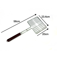 Grille extérieure en acier inoxydable pour quatre hamburgers, panier de barbecue avec longue poignée