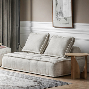 Wabi-sabi muebles de hotel sofá de gran tamaño silla escandinava tela de lino marrón cuero <span class=keywords><strong>Puff</strong></span> sofá silla - Product Image 3