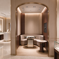 Aménagement de boutique de bijoux haut de gamme, comptoir d'exposition en verre sur mesure, design de décoration intérieure pour boutique de bijoux de détail