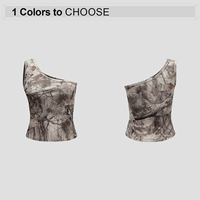 Débardeur court côtelé camouflage épais pour femme, coupe ajustée, style sexy, avec logo personnalisé, décontracté et élastique