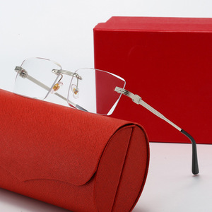 Nouvelles lunettes de soleil carrées sans monture à bords coupés pour femmes, tendance mode européenne et américaine, look haut de gamme, verres correcteurs - Product Image 6