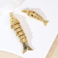 Pendentif Poisson Articulé Laiton Plaqué Or 18 Carats Vente en Gros Bijoux Breloque Carpe Koï pour Colliers Bracelets Expédition Rapide depuis Yiwu