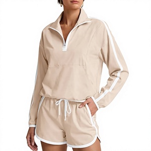 Tenues 2 pièces pour femmes, veste coupe-vent légère UPF 50+, ensembles de shorts athlétiques, tenues de sport pour le tennis, la course à pied et les activités de plein air - Product Image 2