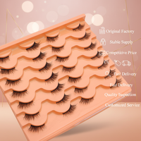 14 paires de demi-cils style œil de chat, tendance Moyen-Orient, faux cils 3D en vison synthétique, réutilisables, bande transparente douce, marque privée
