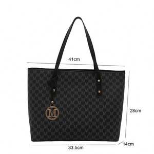 奢华<span class=keywords><strong>PU</strong></span>皮革手提包为女性设计灵感的顶部手柄钱包双肩带优雅的黑色手提包 - Product Image 2