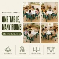 Fournisseur en gros de table et chaise d'étude pour enfants en plastique moulé d'une seule pièce, chaise d'étude pour enfants facile à nettoyer pour l'étude à domicile