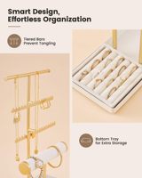 Présentoir Organisateur Doré Gain de Place pour Colliers, Bracelets, Boucles d'Oreilles, Joncs et Bagues – Support de Rangement et Séchage pour Coiffeuse