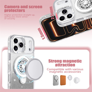 Nueva Funda Anti-amarillamiento con Purpurina de Diamantes para iPhone 15 <span class=keywords><strong>14</strong></span> 13 12 17 16 Pro Max, Soporte Plegable, Carga Magnética Inalámbrica, Cubierta de PC - Product Image 5