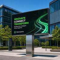 Écran publicitaire LED industriel extérieur P3 7680Hz, résistant aux intempéries, 1000x1000mm, pour affichage d'informations et météo en zone commerciale