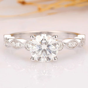 1.5ct 925 Sterling Sliver <b>Dainty</b> Jewelry Engagement <b>Ring</b> Round Cut Halo Moissanite Diamond <b>Rings</b> Wedding <b>Ring</b> - Product Image 2