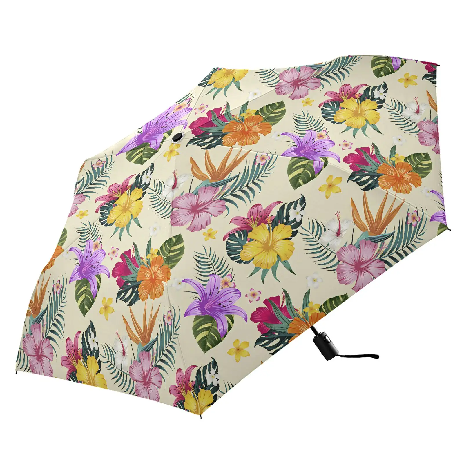 Hoge Kwaliteit Reizen Regenachtige Zonnige Uv Beschermende Custom Logo 3 Automatische Opvouwbare Paraplu