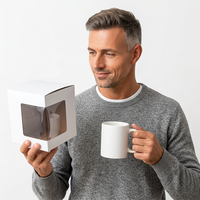 Boîtes en papier transparentes personnalisées en gros, écologiques, avec fenêtre, pour emballage de tasses, présentoir transparent pour cadeaux d'entreprise