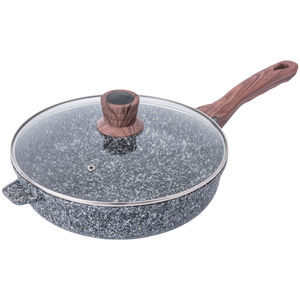 Juego de utensilios de cocina antiadherentes fundidos a presión de alumbre de suministro a granel-sartén con revestimiento de granito, cacerola, cazuela con tapa de vidrio - Product Image 3