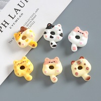 C17 Breloques colorées en résine Chat Donut Kawaii, Cabochons mignons de dessin animé pour loisirs créatifs, coques de téléphone, aimants de réfrigérateur, décorations pour enfants