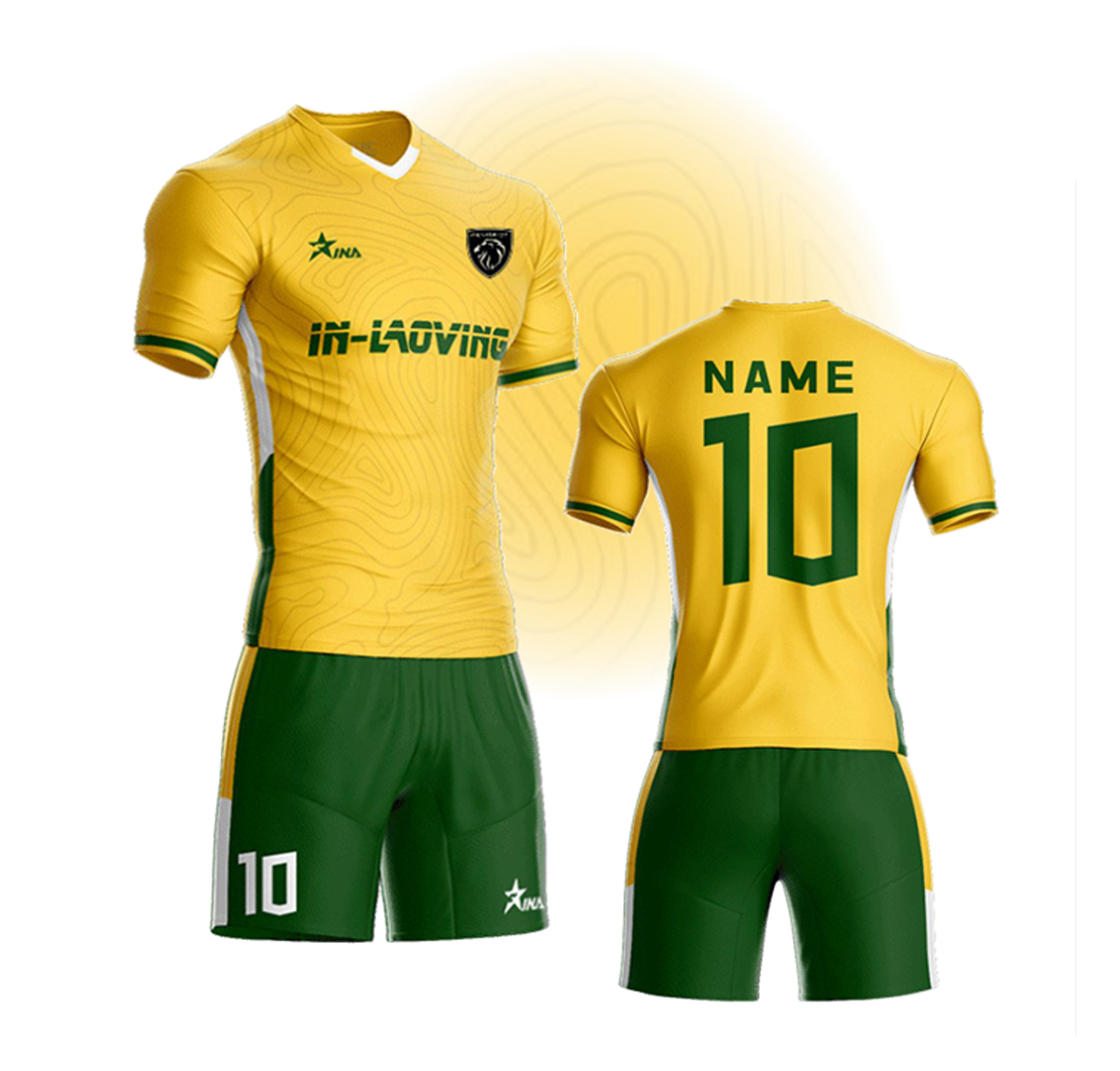 Equipo de Fútbol Verde Amarillo Elegantes Camisetas de Fútbol