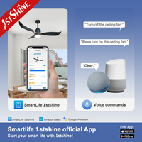 Ventilateur de plafond intelligent 1stshine 52 pouces avec commande Wi-Fi, compatible vocale, pales en ABS, moteur DC intelligent et lumière LED