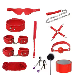 <b>Bondage</b> Gear Kit BDSM Sex Toys for Male and Female Leather Material Set of Twelve CE ROHS Certified Adult Use - Product Image 3