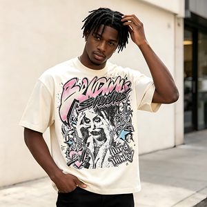 T-Shirt Personalizzata da Uomo con Stampa Grafica, Stile Hip-Hop, 220 Grammi, Collo Tondo, Manica Corta, Oversize, Abbigliamento Estivo Maschile - Product Image 3