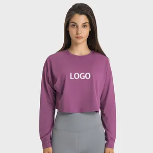 Herfst Winter Nieuwe Lange Mouwen Jacquard Gebreide Sweatshirt Fitness Dames Vrouw Yoga Gym Crop Tops Modieuze Trui