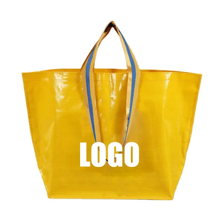 Reusable Waterproof Promotional Tote Bag Embroidery ECO Rpet Letter Pattern Printing Laminated PP Woven Bag With Custom Logo