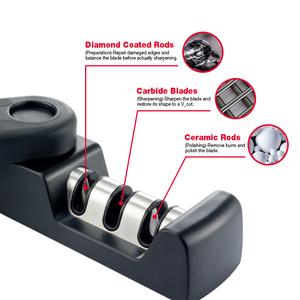Hiamea - Afilador de Cuchillos Profesional Portátil de 3 Etapas, Plegable, Multifuncional, Ecológico, de Acero Diamantado, con Piedra de Afilar de Grano Grueso - Product Image 2
