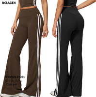 Nouveaux pantalons de sport respirants à jambe large effet seconde peau, leggings évasés pour femme avec logo personnalisé, effet push-up pour la course, la gym et l'entraînement