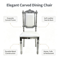 Chaises de salle à manger au design élégant Luxe Europe, structure en métal doré électro-plaqué, chaises empilables pour banquet avec coussin en cuir