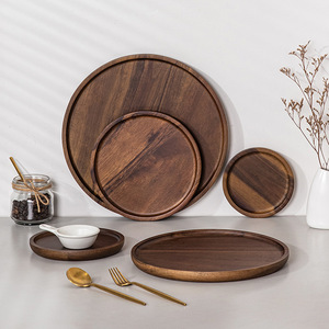 Toptan İskandinav sıcak satış ucuz saf doğal katı ahşap gıda meyve hizmet servis örtüsü yuvarlak akasya ahşap plaka - Product Image 5