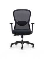 Chaise de bureau pivotante en nylon noir à dossier moyen, nouveau style, vente en gros, chaise de bureau ergonomique moderne, soutien lombaire, chaise de personnel